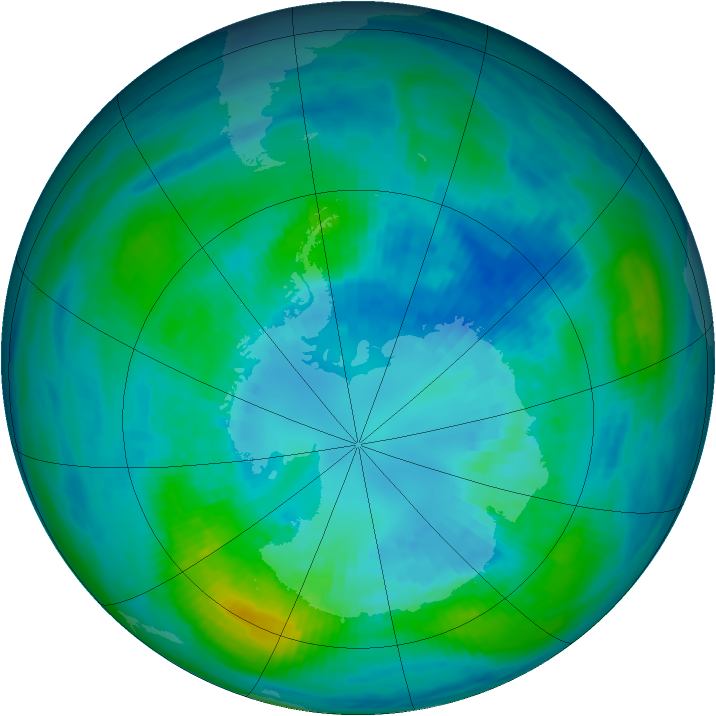 Antarctic ozone map for 07 April 1984
